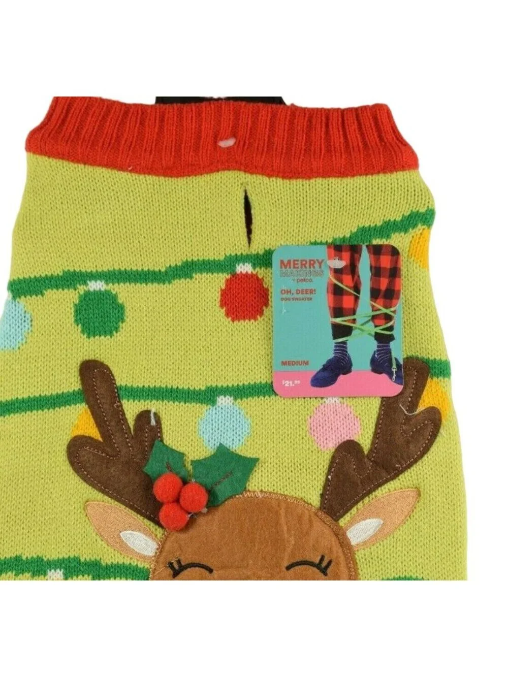 Merry Makings Dog Medium Oh, Deer Holiday Reindeer Pet Sweater